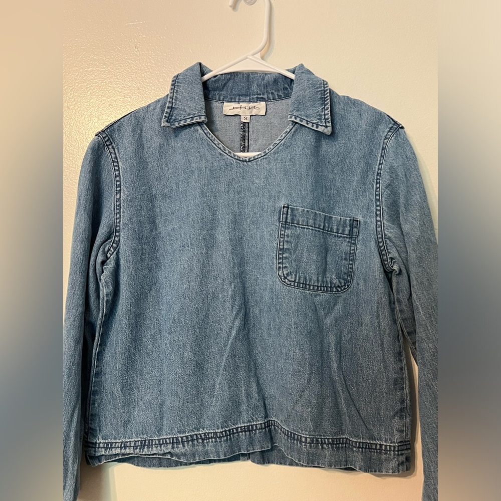 vintage denim pullover J. Jill Shirt Top 90s Sz S Unique one pocket y2k 90s